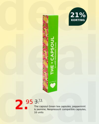 The capsoul Green tea capsules, peppermint & jasmine, Nespresso® compatible capsules, 10 units