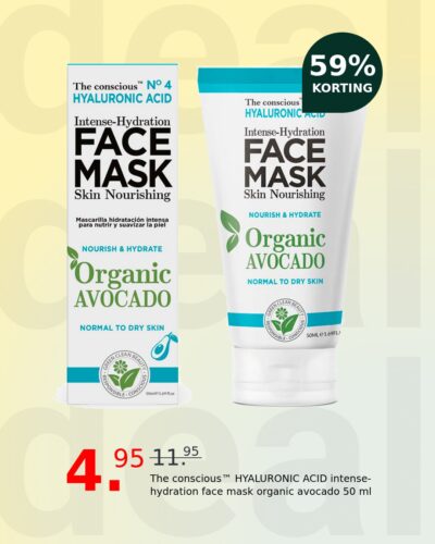 The conscious™ HYALURONIC ACID intense-hydration face mask organic avocado 50 ml