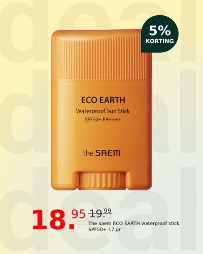 The saem ECO EARTH waterproof stick SPF50+ 17 gr