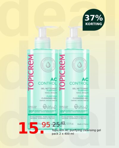 Topicrem AC purifying cleansing gel pack 2 x 400 ml