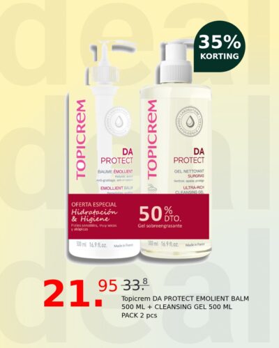 Topicrem DA PROTECT EMOLIENT BALM 500 ML + CLEANSING GEL 500 ML PACK 2 pcs