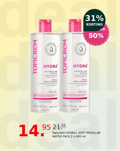 Topicrem HYDRA+ SOFT MICELLAR WATER PACK 2 x 400 ml