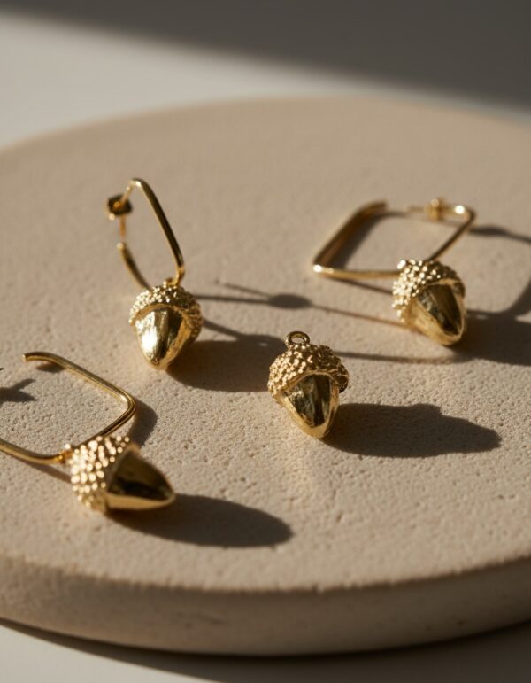Shabama SQUARE ACORN earrings #shiny gold 1 u - Image 2