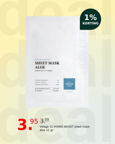 Village 11 HYDRO BOOST sheet mask aloe 21 gr