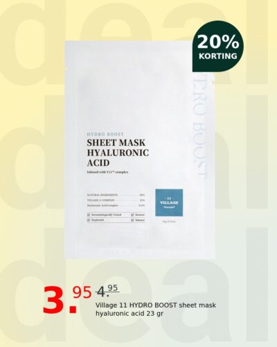 Village 11 HYDRO BOOST sheet mask hyaluronic acid 23 gr