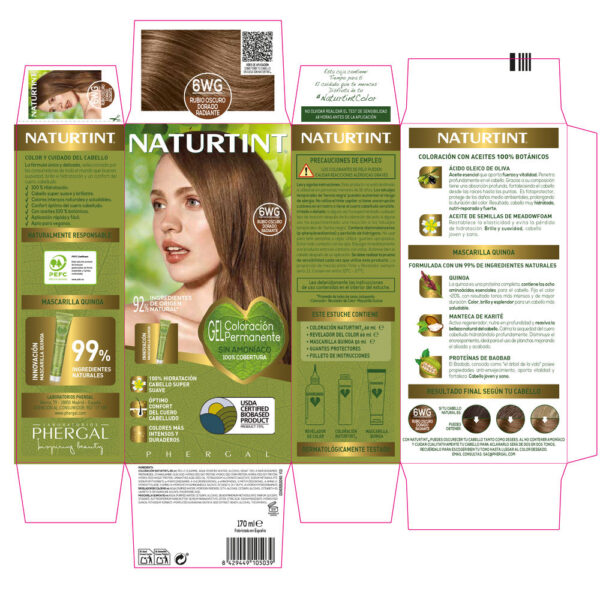 NATURTINT ammonia-free dye #6Wg-Radiant Golden Dark Blonde 170 ml