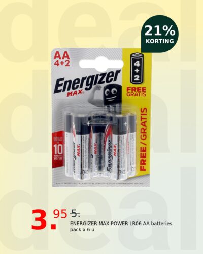 ENERGIZER MAX POWER LR06 AA batteries pack x 6 u