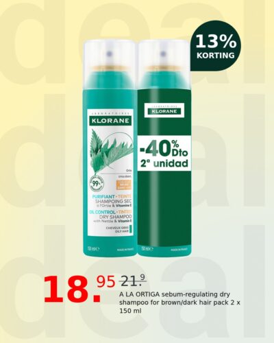 A LA ORTIGA sebum-regulating dry shampoo for brown/dark hair pack 2 x 150 ml