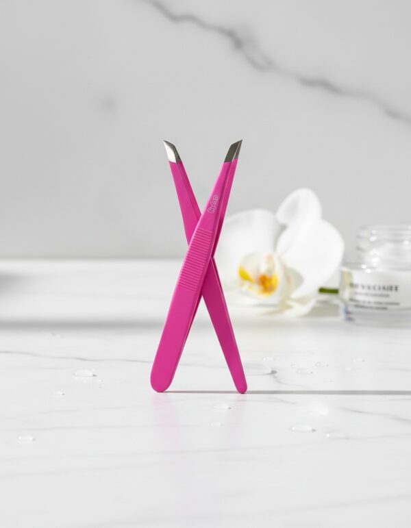 DUPLY Double-ended Fine/Oblique Tweezers #fuchsia 1 pcs