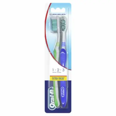 Oral-B Shiny Clean Toothbrush Medium 2 Units