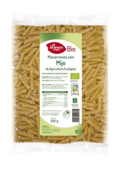 Granero Macarrones Con Mijo Bio 500g