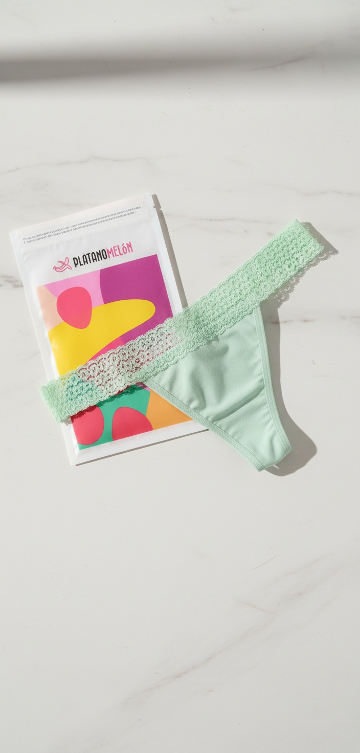 PlatanomelÓn KIWITAS TANGA ENCAJE braguitas menstruales verde #L 1 u 2 PlatanomelÓn KIWITAS TANGA ENCAJE braguitas menstruales verde #L 1 u - Image 2