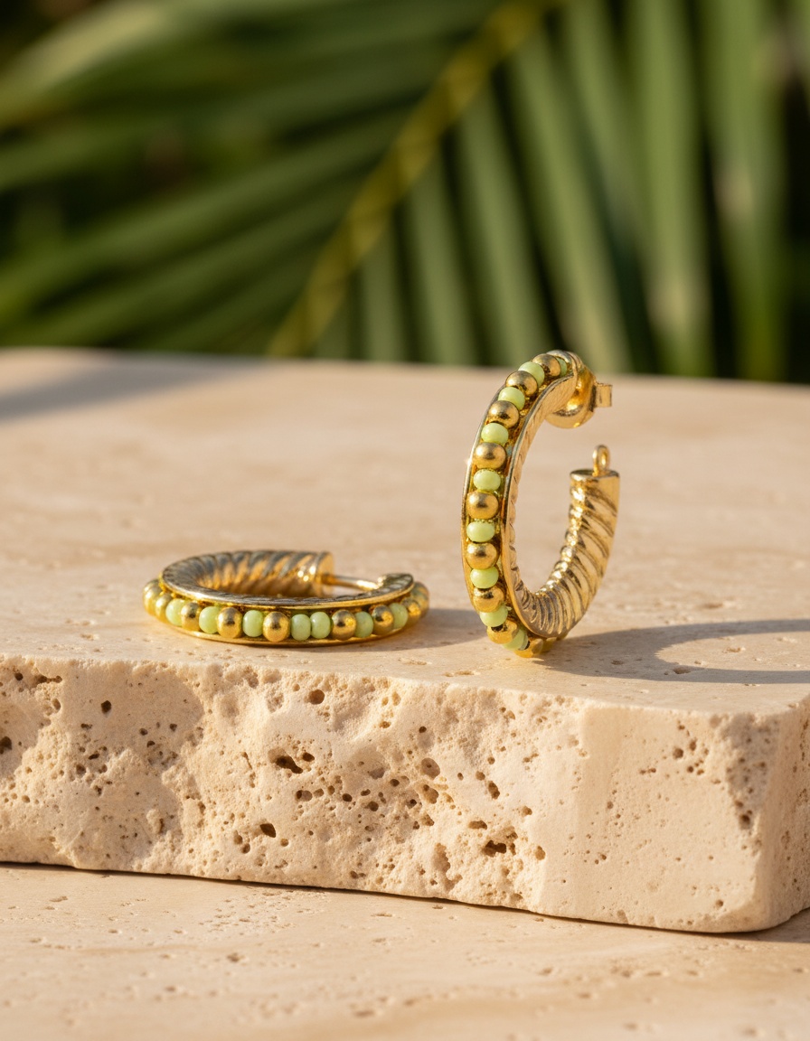 Shabama ETHIOPIA GREEN 3CM earrings #gold glitter 1 u 2 Shabama ETHIOPIA GREEN 3CM earrings #gold glitter 1 u - Image 2