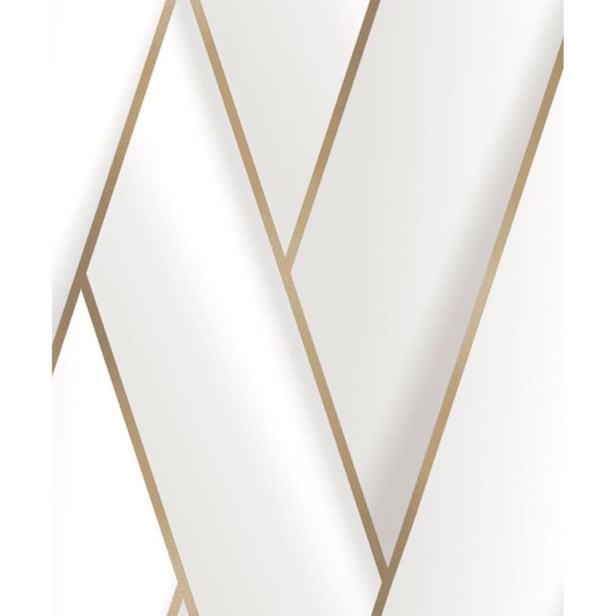 DUTCH WALLCOVERINGS Behang Geometric wit en goudkleurig - Afbeelding 2