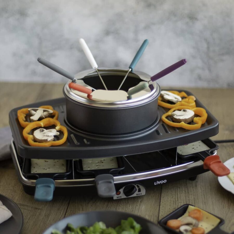 Livoo Gourmetstel, grillplaat en fondueset 3-in-1 8 personen 1100 W
