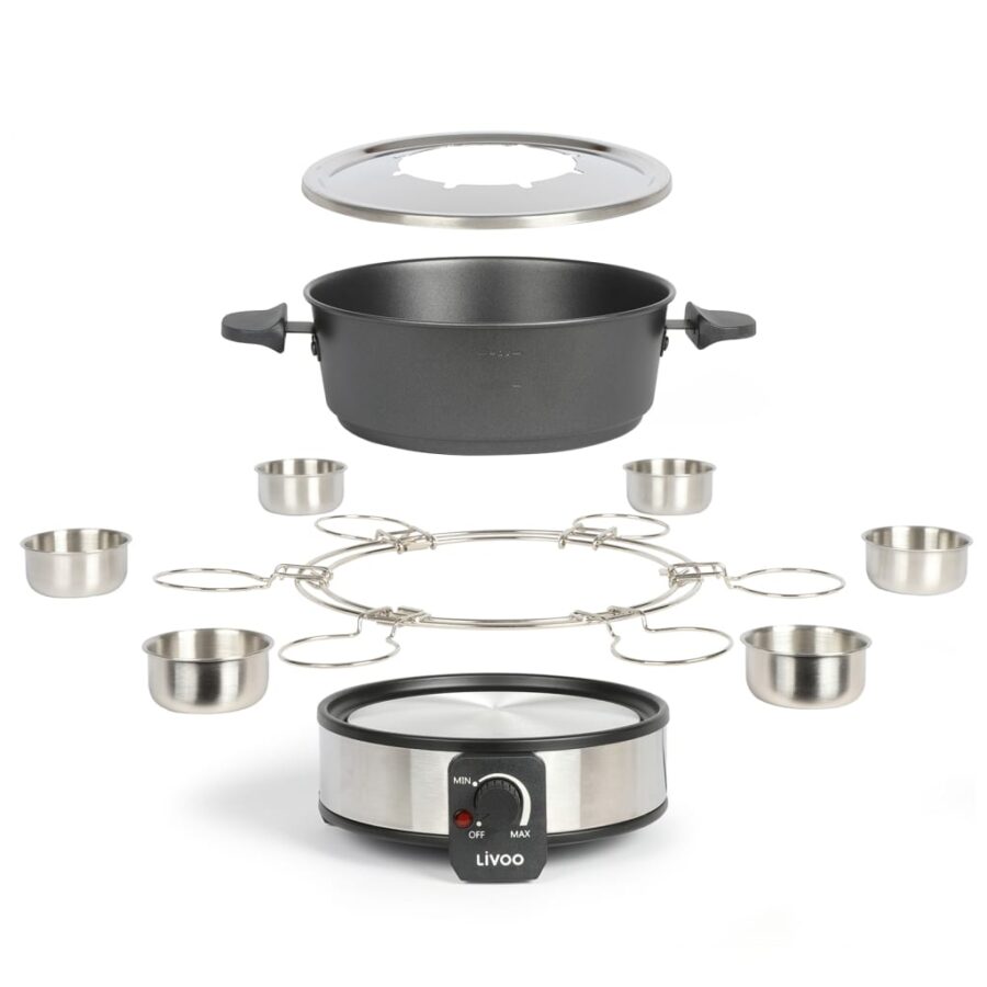 Livoo Fonduepan elektrisch 8-persoons 1,8 L 1000 W zwart - Afbeelding 3