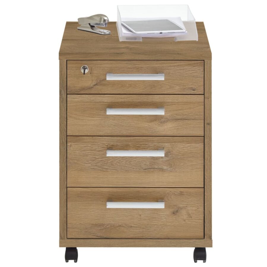 FMD Ladekast verrijdbaar 48x49,5x65,5 cm eikenkleurig - Afbeelding 3