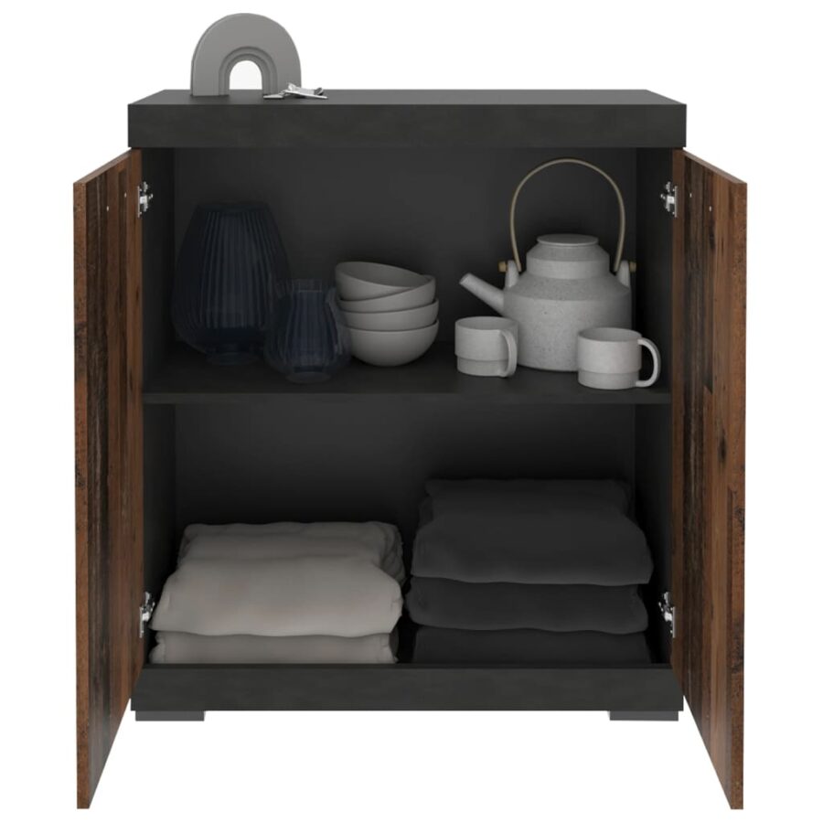FMD Kast met 2 deuren 80x34,9x89,9 cm grijs en old style - Afbeelding 4