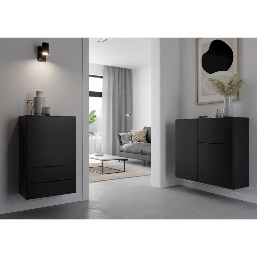 FMD Kast met lade en deuren 49,7x31,7x81,3 cm zwart - Afbeelding 2