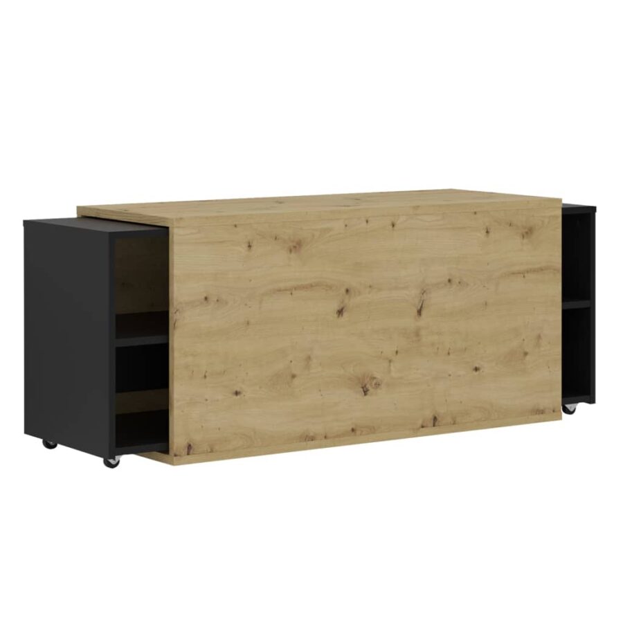 FMD TV-meubel 194,5x39,9x49,2 cm artisan eiken en zwart - Afbeelding 2