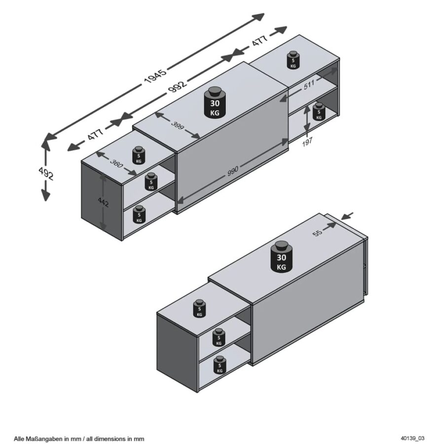 FMD TV-meubel 194,5x39,9x49,2 cm artisan eiken en zwart - Afbeelding 7