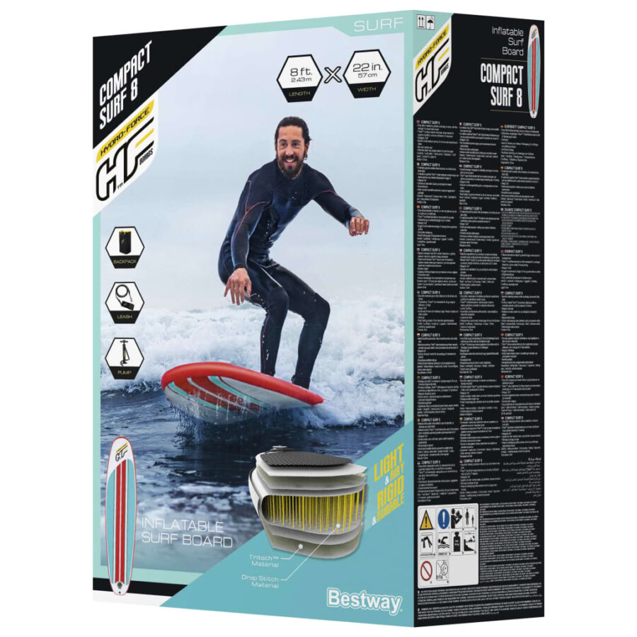 Bestway Stand Up Paddleboard Hydro-Force Compact Surf 8 243x57x7 cm - Afbeelding 9
