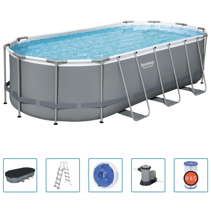 Bestway Zwembad Power Steel bovengronds ovaal 549x274x122 cm - Afbeelding 2