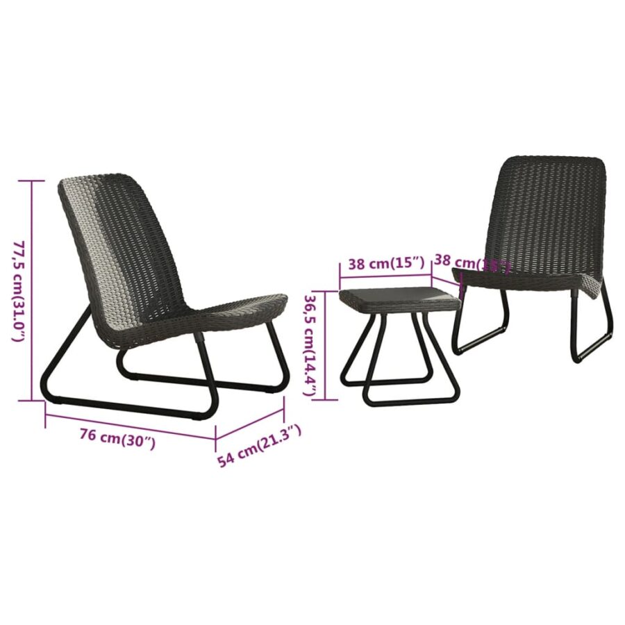 Keter 3-delige Loungeset Rio grafiet - Afbeelding 8