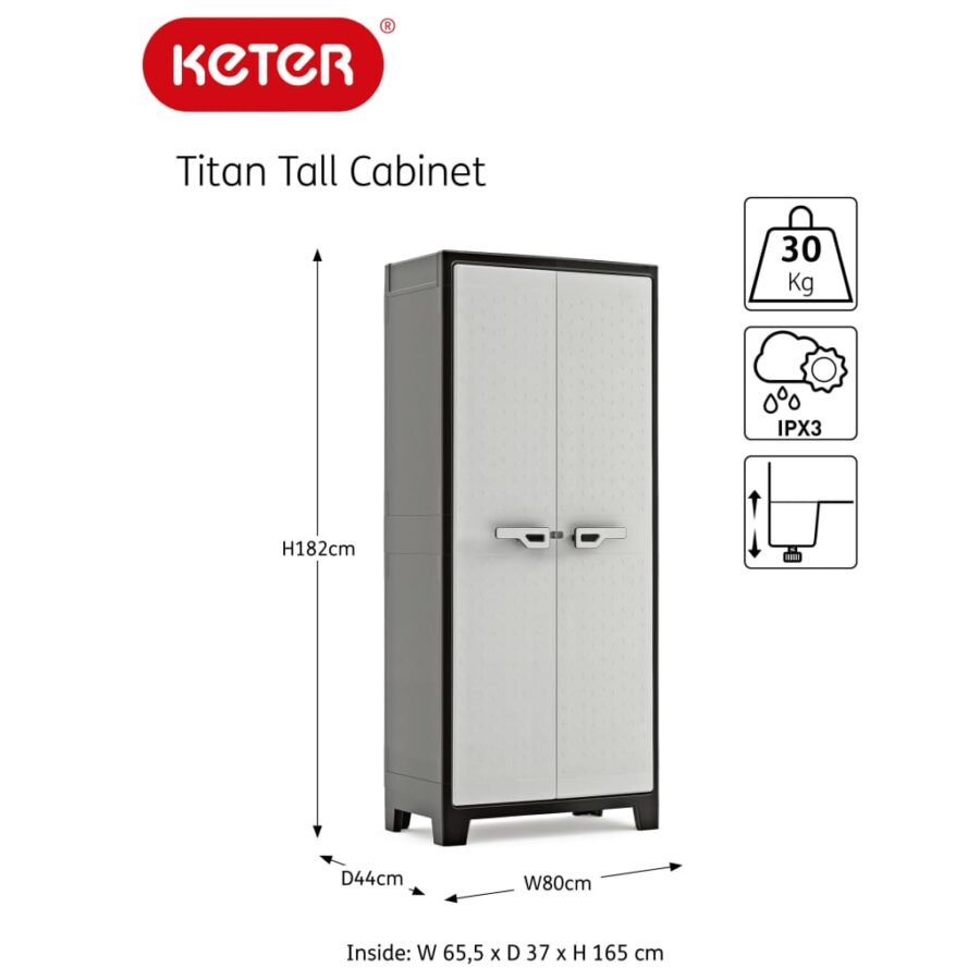Keter Opbergkast met schappen Titan 182 cm zwart en grijs - Afbeelding 7