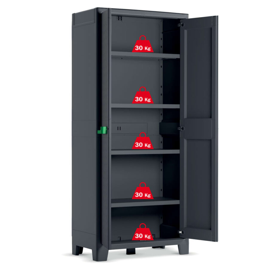 Keter Opbergkast met schappen Moby 182 cm grafietgrijs - Afbeelding 3