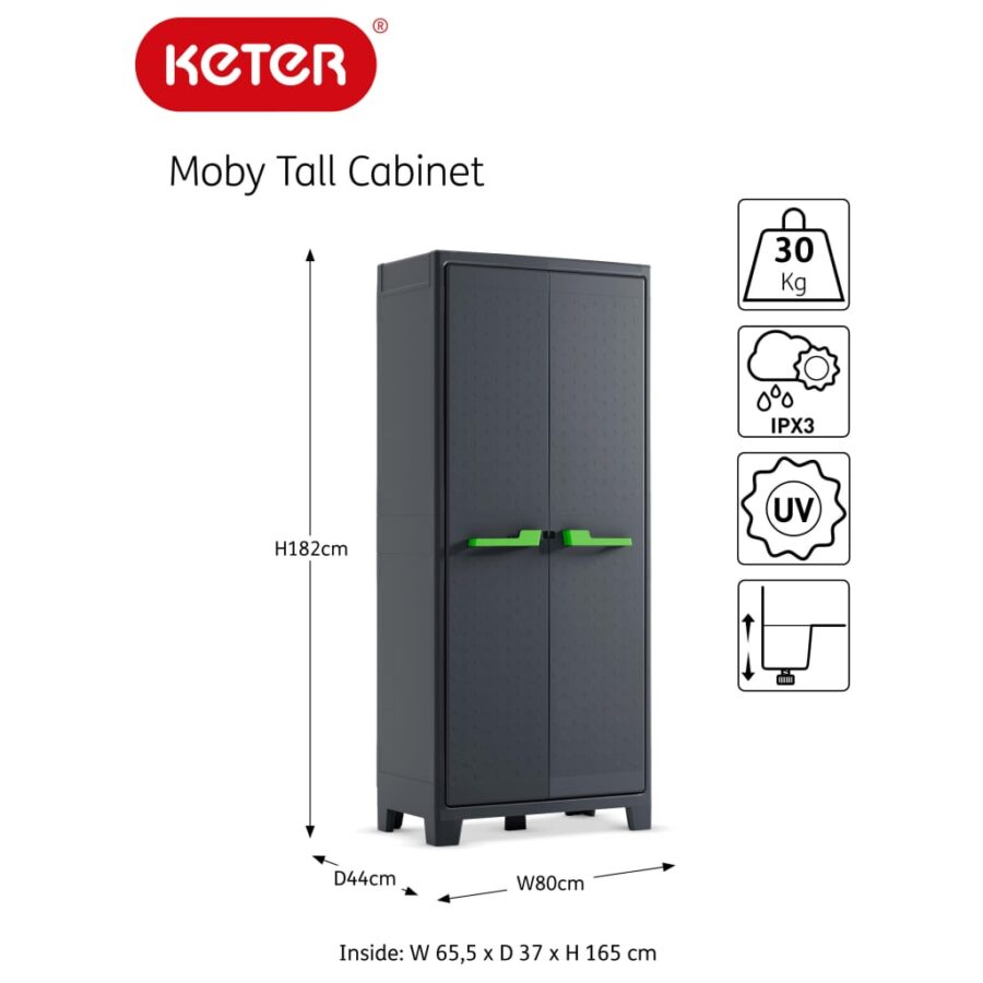 Keter Opbergkast met schappen Moby 182 cm grafietgrijs - Afbeelding 5