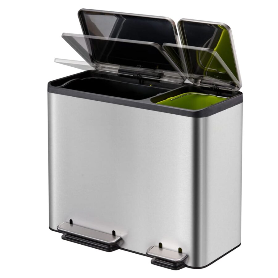 EKO Pedaalemmer EcoCasa 30+15 L matzilverkleurig - Afbeelding 5