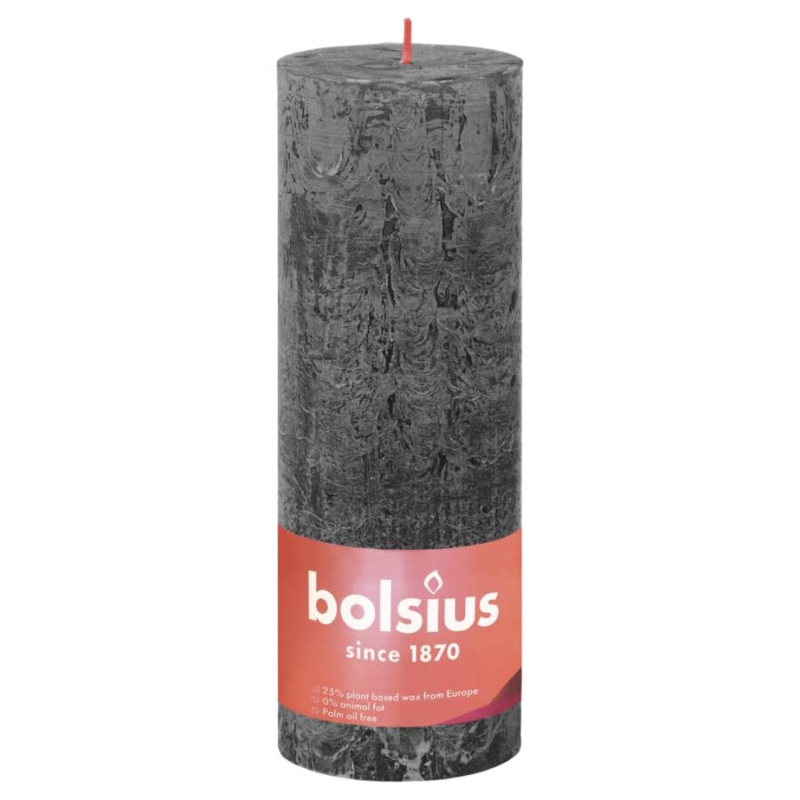 Bolsius Stompkaarsen Shine 4 st rustiek 190x68 mm stormgrijs - Afbeelding 2