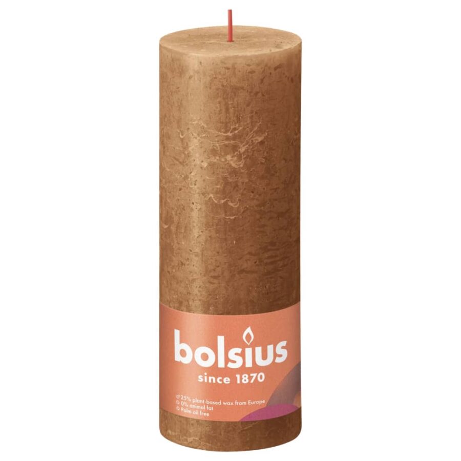 Bolsius Stompkaarsen Shine 4 st rustiek 190x68 mm spice brown - Afbeelding 2