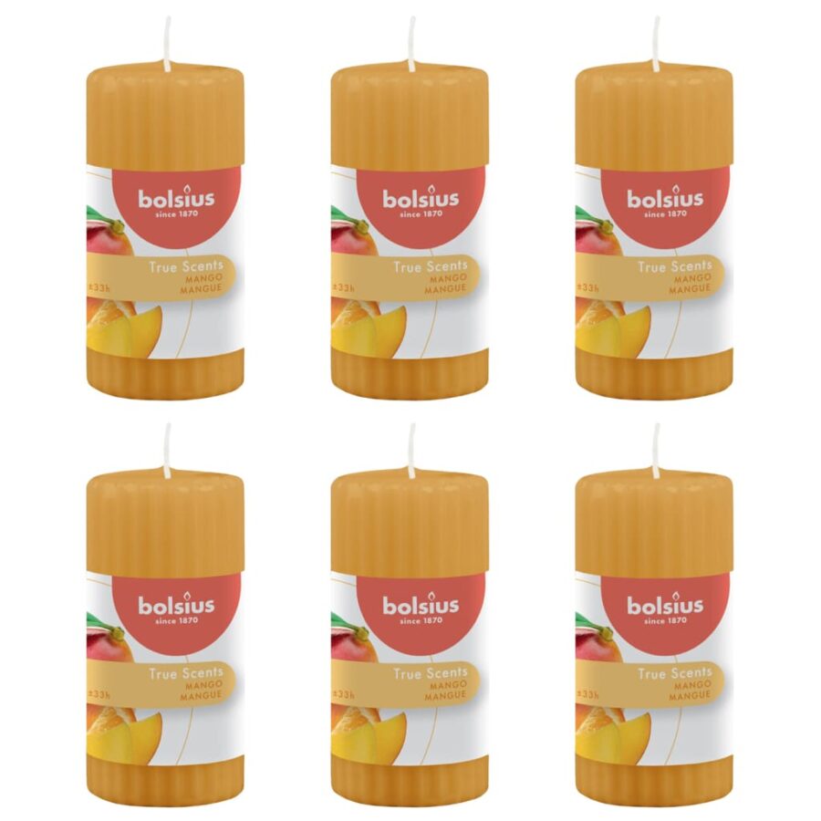 Bolsius Geurkaarsen geribbeld 6 st mango 120x58 mm