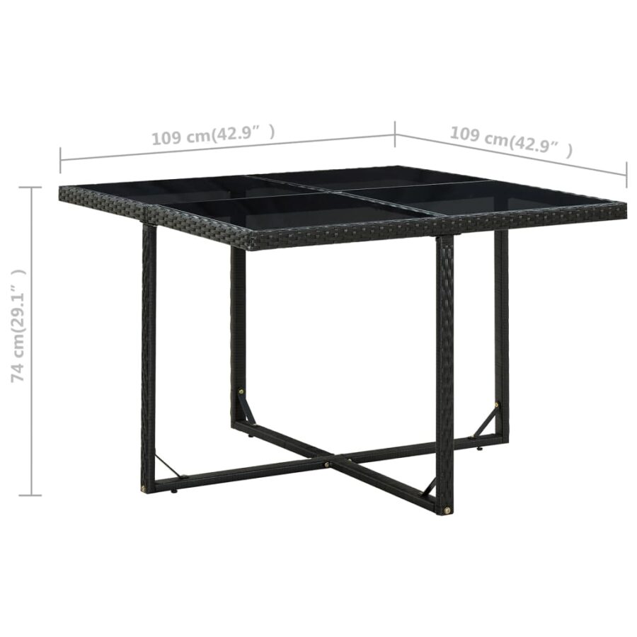 9-delige Tuinset met kussens poly rattan zwart - Afbeelding 11