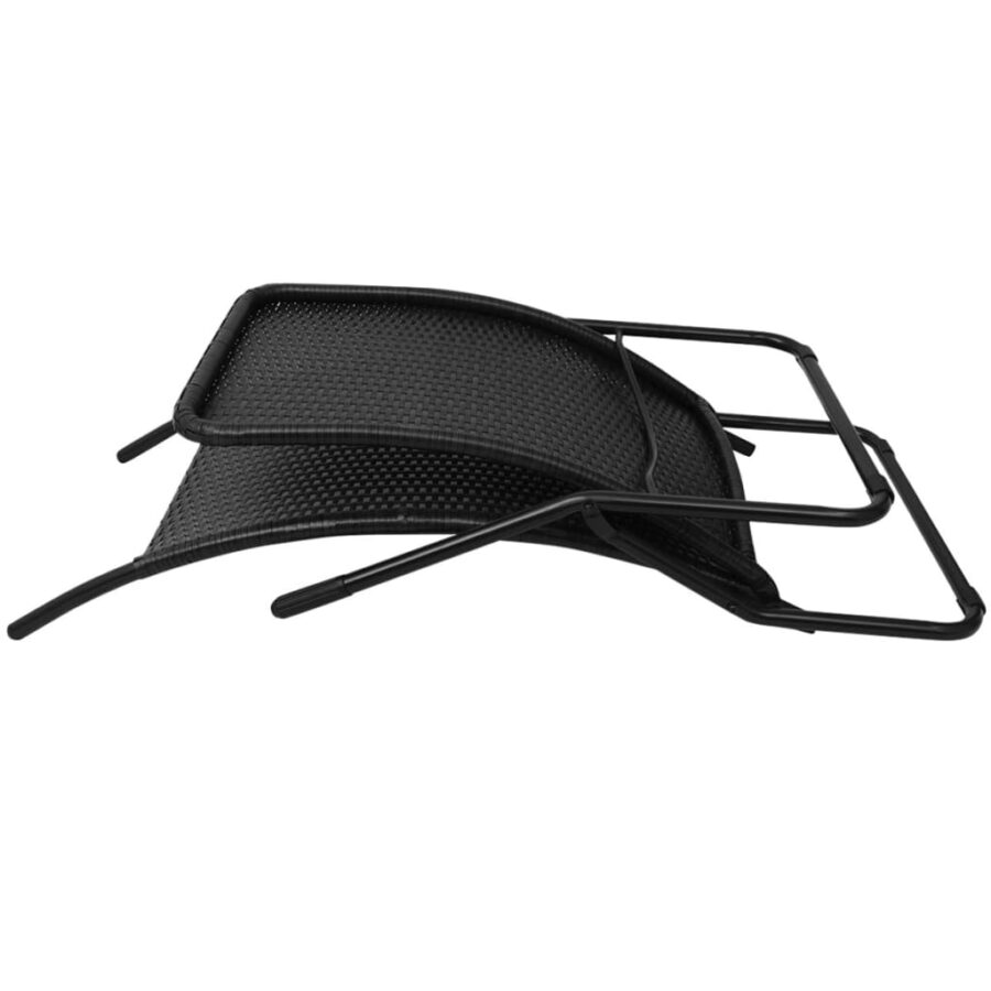 Inklapbaar ligbed poly rattan zwart - Afbeelding 4