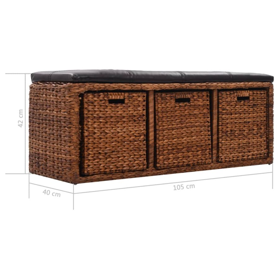 Bankje met 3 manden 105x40x42 cm zeegras bruin - Afbeelding 9