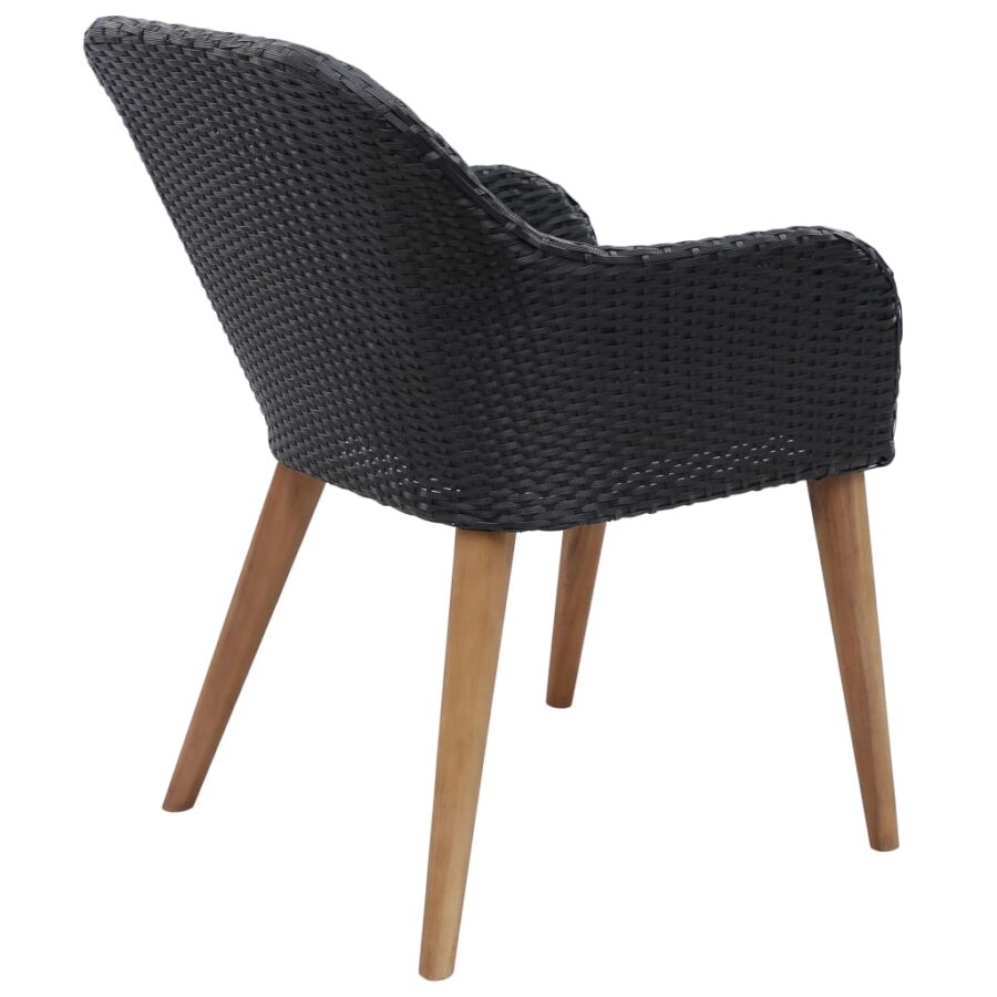 Tuinstoelen 2 st met kussens poly rattan zwart - Afbeelding 5