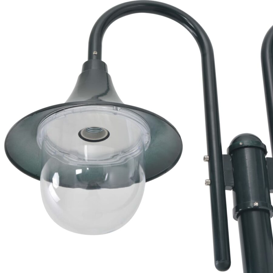 Paalverlichting tuin E27 220 cm aluminium donkergroen 2-delig - Afbeelding 3