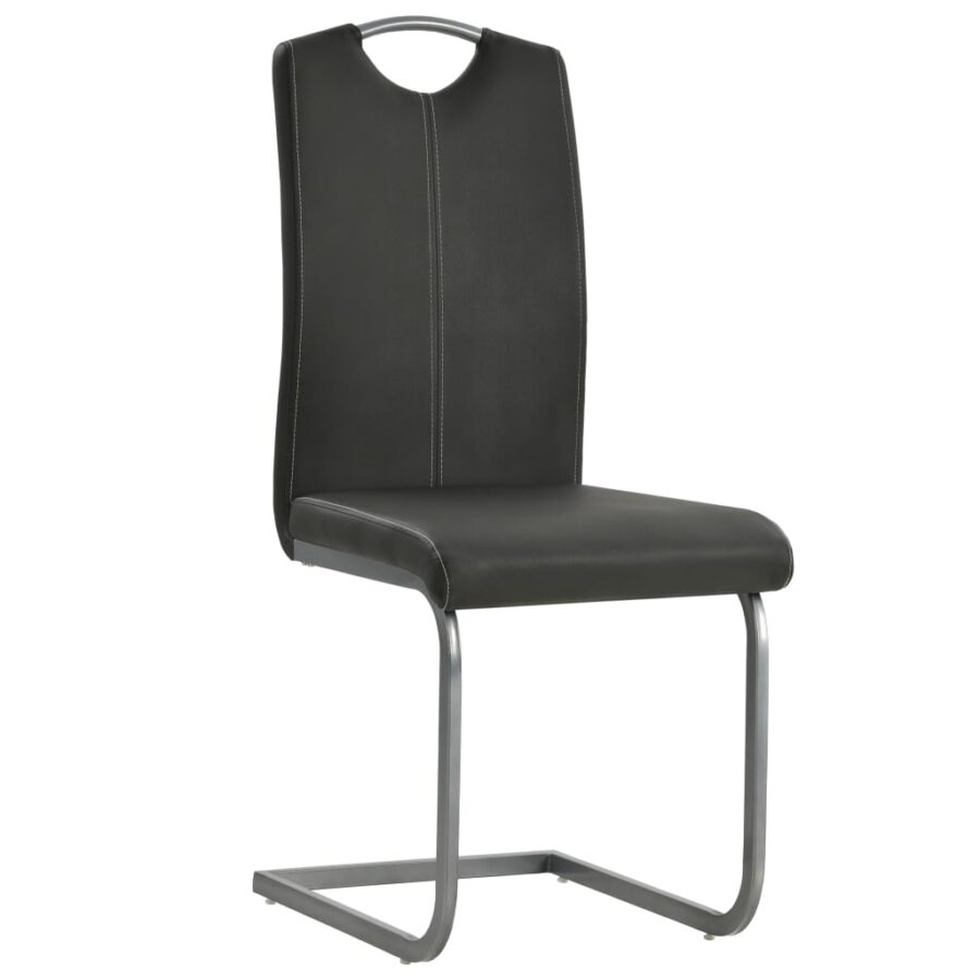 Eetkamerstoelen 2 st kunstleer grijs - Afbeelding 2