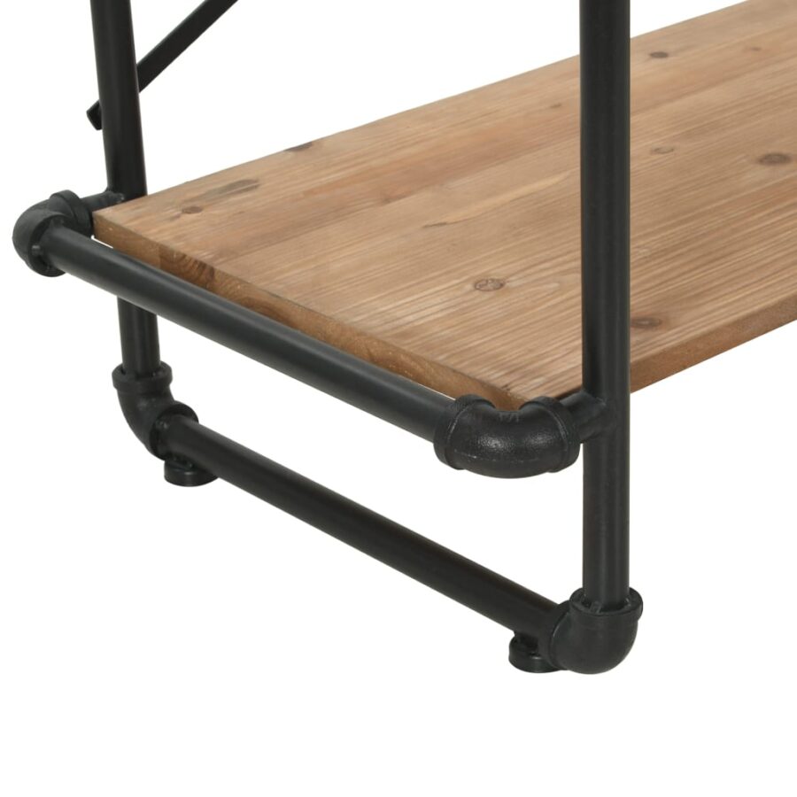 Boekenkast 120x42x180 cm massief vurenhout en staal - Afbeelding 7