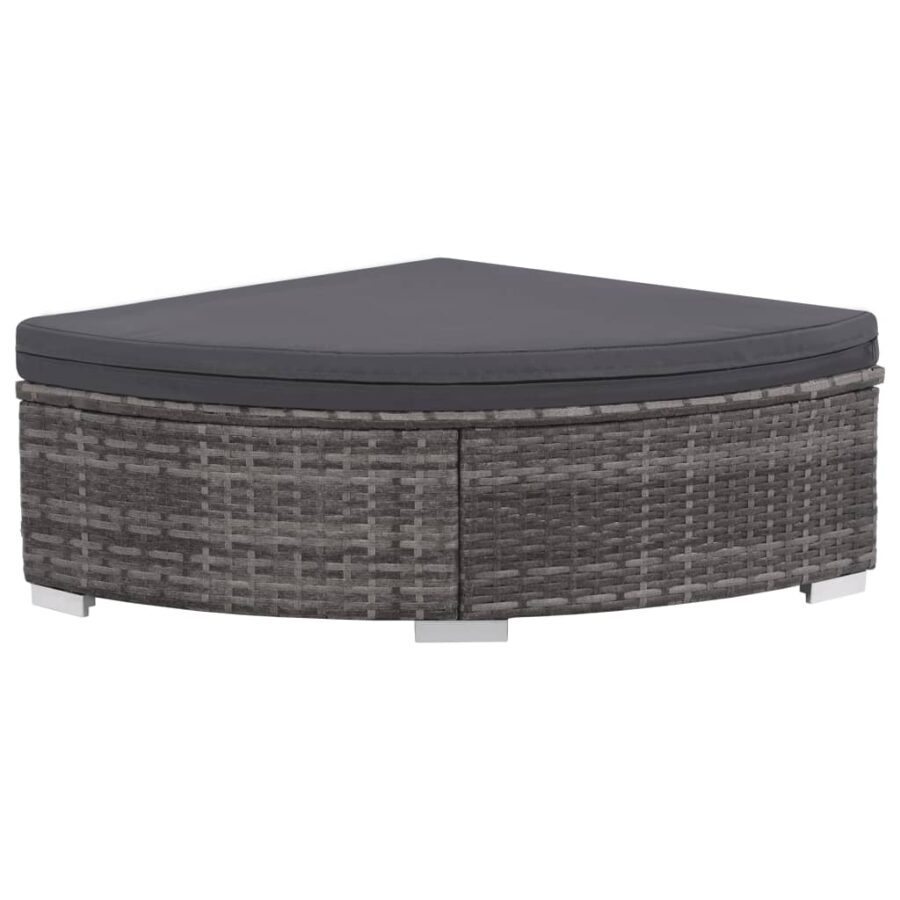 6-delige Loungeset met kussens poly rattan grijs - Afbeelding 5