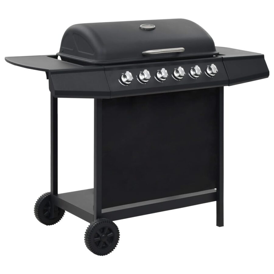 Gasbarbecue met 6 kookzones staal zwart - Afbeelding 2