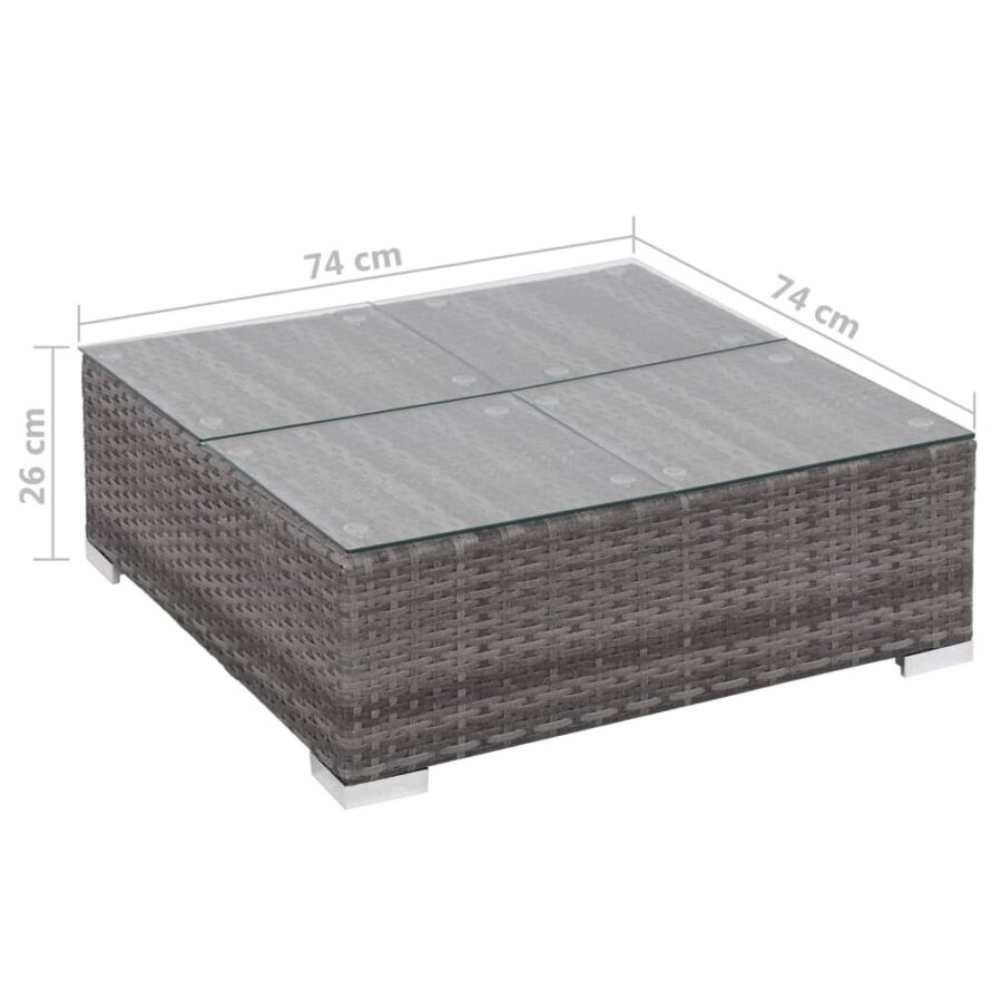 6-delige Loungeset met kussens poly rattan grijs - Afbeelding 11