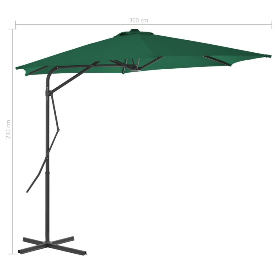 Parasol met stalen paal 300 cm groen - Afbeelding 7