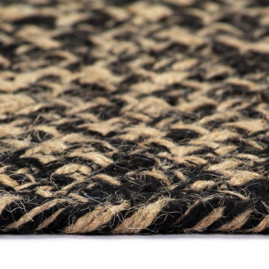 Vloerkleed handgemaakt 150 cm jute zwart en naturel - Afbeelding 3