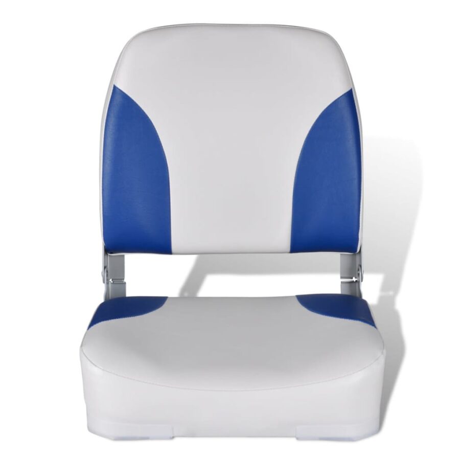 Bootstoel met blauw-wit kussen inklapbaar 41x36x48 cm - Afbeelding 2