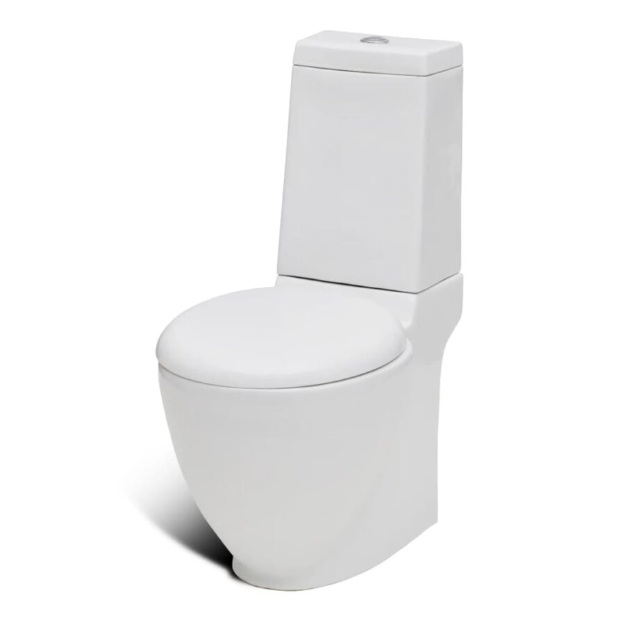 Toilet- en bidetset staand keramiek wit - Afbeelding 3