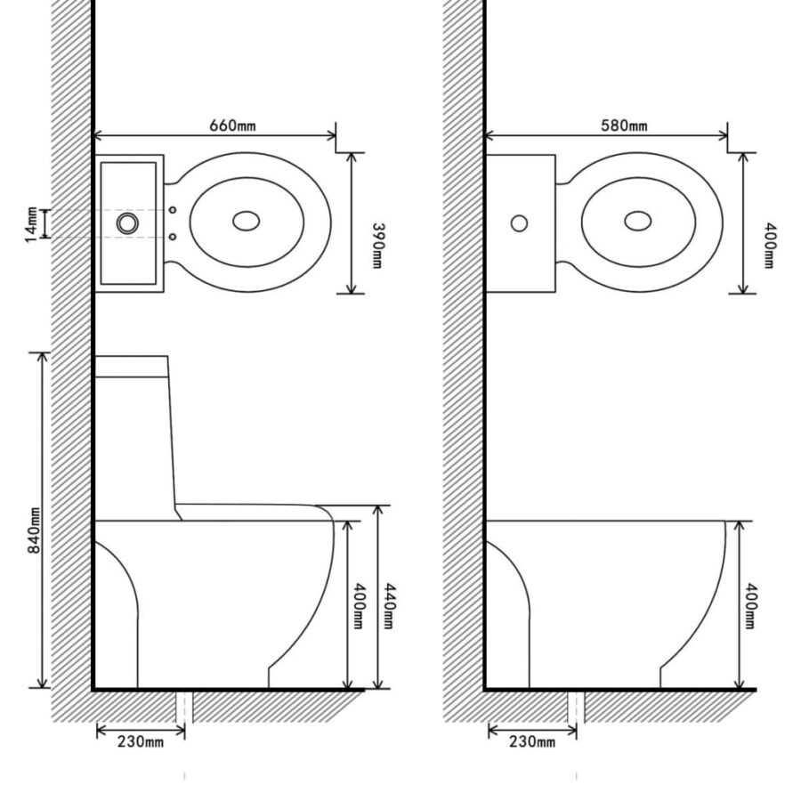 Toilet- en bidetset keramiek wit - Afbeelding 10